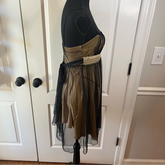 Vintage Whimsy Goth Black Toile Overlay Dress Sz S Fairy 90s USA Made Ethereal - Picture 4 of 6